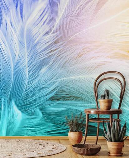 Pastell Blå, Lilla og Pink Feather Bakgrunn Pastell Blå, Lilla og Pink Feather Bakgrunn