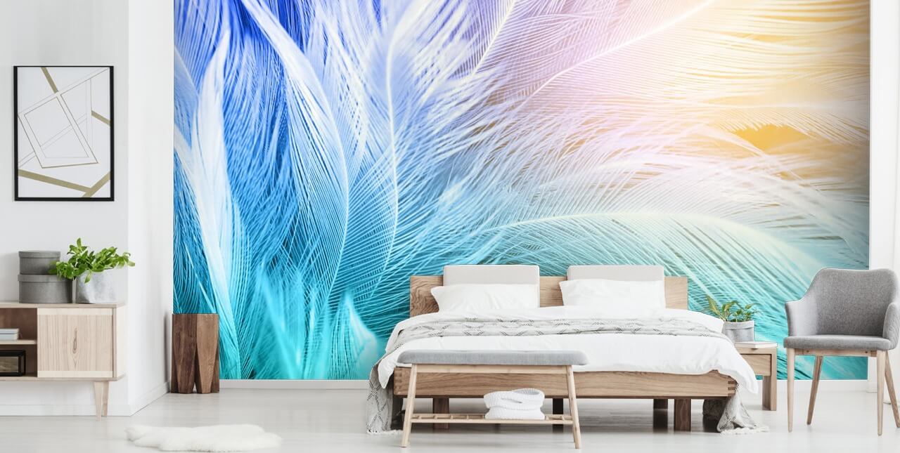 Pastel Blå, Lilla og Pink Fjer Baggrund Pastel Blå, Lilla og Pink Fjer Baggrund