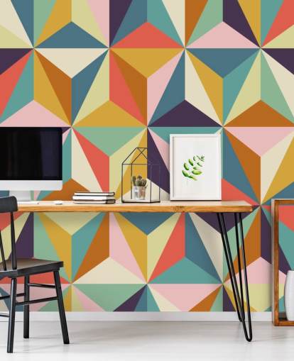 carta da parati geometrica colorata personalizzabile chiamata Diamonds Geometric per camere da letto carta da parati geometrica colorata personalizzabile chiamata Diamonds Geometric per camere da letto