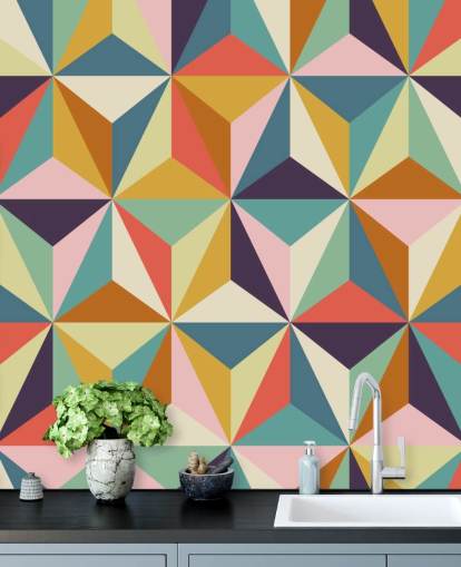 farverigt tilpasselig geometrisk tapetmaleri kaldet Diamonds Geometric til soveværelser farverigt tilpasselig geometrisk tapetmaleri kaldet Diamonds Geometric til soveværelser