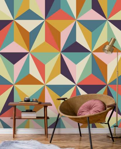 Buntes personalisierbares geometrisches Tapeten-Wandbild namens Diamonds Geometric für Schlafzimmer Buntes personalisierbares geometrisches Tapeten-Wandbild namens Diamonds Geometric für Schlafzimmer