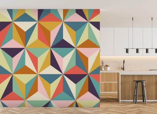 colourful customisable geometric wallpaper mural called Diamonds Geometric for bedrooms 