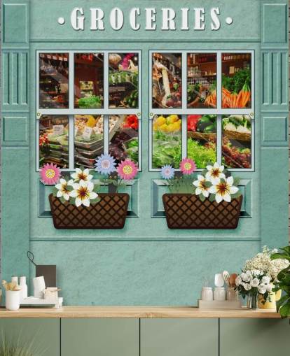 custom facade wallpaper mural called Groceries for care homes custom facade wallpaper mural called Groceries for care homes