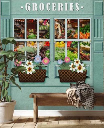 custom facade wallpaper mural called Groceries for care homes custom facade wallpaper mural called Groceries for care homes