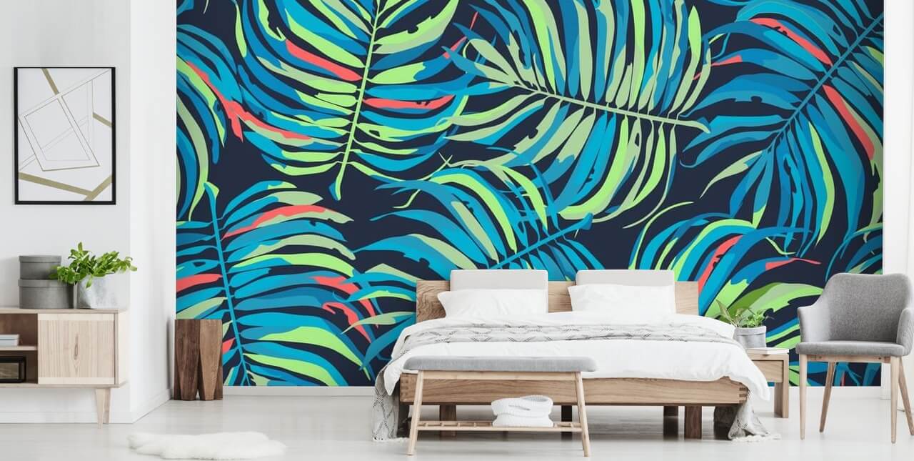 papel de parede colorido padrão de folhas tropicais papel de parede colorido padrão de folhas tropicais