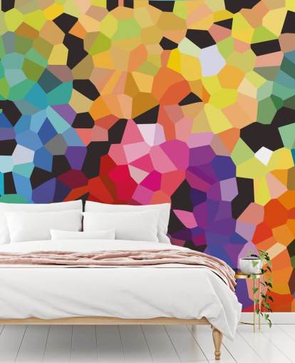 mural colorido de papel de parede abstrato personalizado chamado Fooling Around de Shandra Smith para escritórios mural colorido de papel de parede abstrato personalizado chamado Fooling Around de Shandra Smith para escritórios