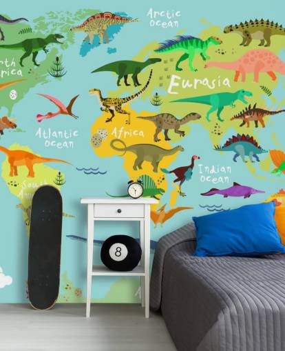 dinosaurer på et barnekart tapet dinosaurer på et barnekart tapet