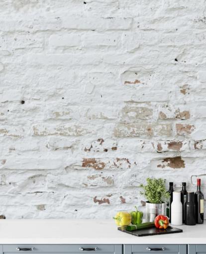 hvit murstein tapet veggmaleri kalt Distressed White Brick for soverom, kjøkken og kontorer hvit murstein tapet veggmaleri kalt Distressed White Brick for soverom, kjøkken og kontorer