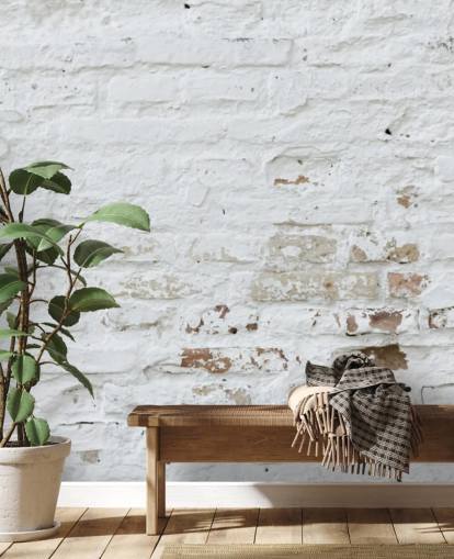 vit tegel tapet väggmålning kallad Distressed White Brick för sovrum, kök och kontor vit tegel tapet väggmålning kallad Distressed White Brick för sovrum, kök och kontor