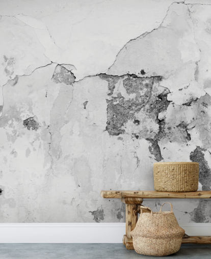 Mural de parede de concreto cinza e branco rachado Mural de parede de concreto cinza e branco rachado