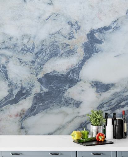 mural de papel pintado de mármol azul personalizable llamado Blue Marble Effect para cocinas y baños mural de papel pintado de mármol azul personalizable llamado Blue Marble Effect para cocinas y baños