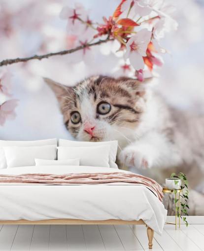 Kitten Climbing a Tree Wall Mural Kitten Climbing a Tree Wall Mural