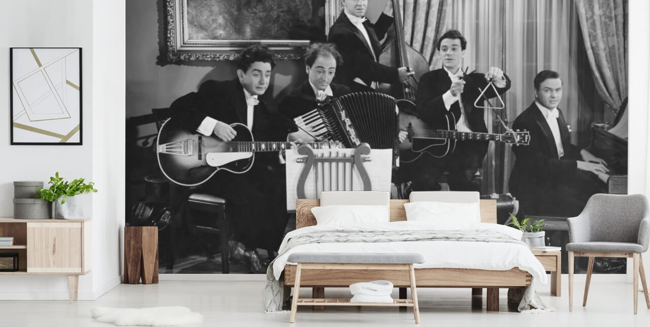 Vintage Black and White Photo of Band Wallpaper