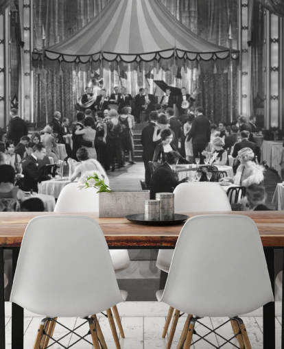 Black and White 1920s Dinner Show Photography Wall Mural Black and White 1920s Dinner Show Photography Wall Mural