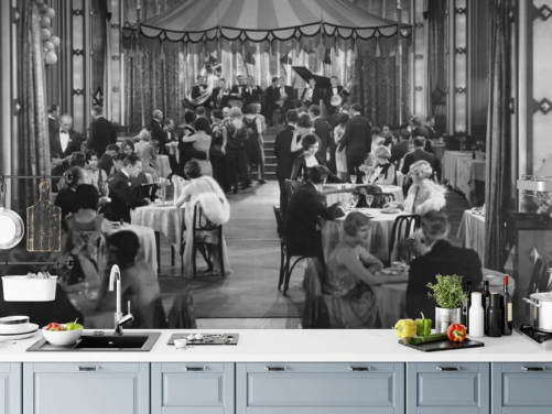 Black and White 1920s Dinner Show Photography Wall Mural