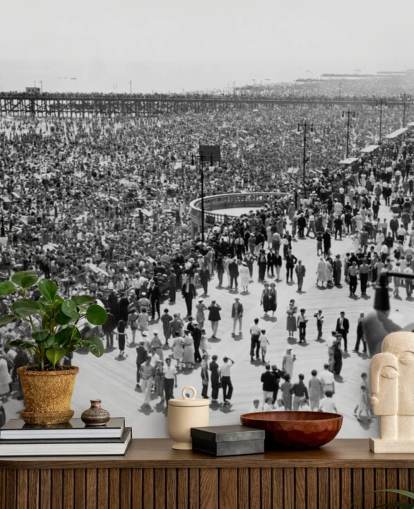 Vintage Schwarzweißfoto von Coney Island Wallpaper Vintage Schwarzweißfoto von Coney Island Wallpaper