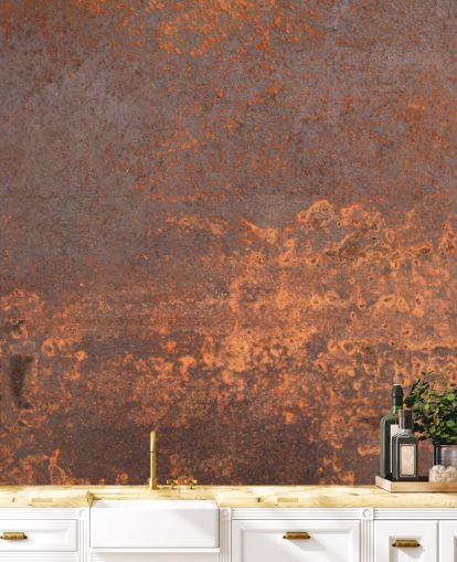orange metal customisable wallpaper mural called Rusty Metal for kitchens and lounges orange metal customisable wallpaper mural called Rusty Metal for kitchens and lounges