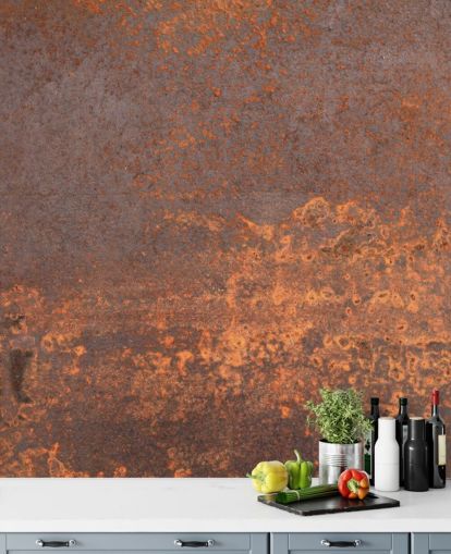 orange metal customisable wallpaper mural called Rusty Metal for kitchens and lounges orange metal customisable wallpaper mural called Rusty Metal for kitchens and lounges