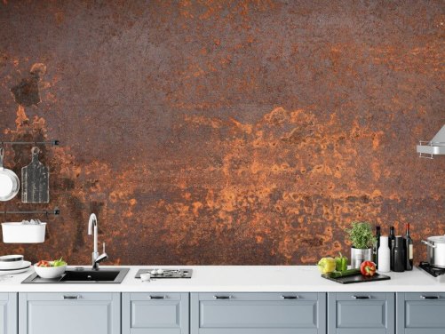 orange metal tilpassbart tapetmaleri kaldet Rusty Metal til køkkener og stuer