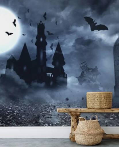 spooky graveyard and house wallpaper spooky graveyard and house wallpaper