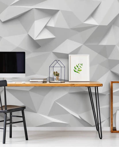 mural de papel de parede 3D personalizado branco chamado Polygon para quartos mural de papel de parede 3D personalizado branco chamado Polygon para quartos
