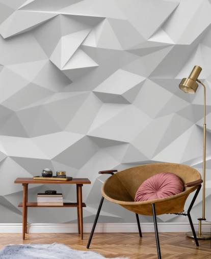white custom 3d wallpaper mural called Polygon for bedrooms white custom 3d wallpaper mural called Polygon for bedrooms