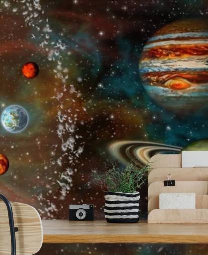 3D Widescreen Solar System Wallpaper Mural 3D Widescreen Solar System Wallpaper Mural
