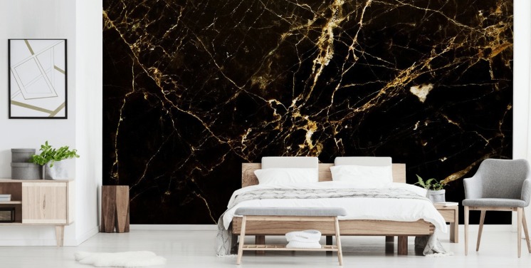 svart og gull tilpassbart marmor tapetmaleri kalt Black and Gold Smooth for kjøkken
