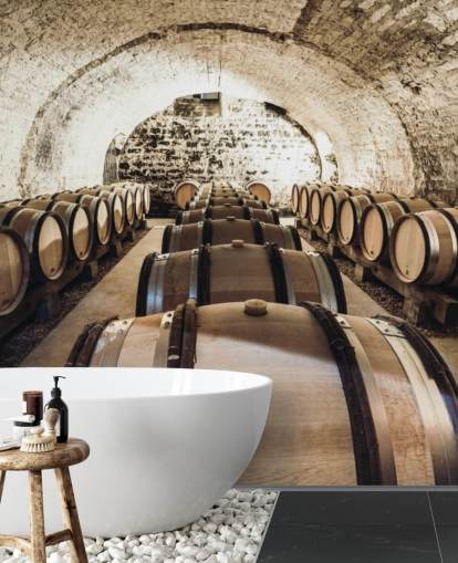 ruskea 3d-viinin taustakuvamaalaus nimeltä Wine Barrels keittiöihin, viinikellareihin ja ravintoloihin ruskea 3d-viinin taustakuvamaalaus nimeltä Wine Barrels keittiöihin, viinikellareihin ja ravintoloihin