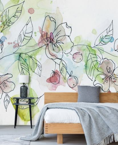 Malet Apple Blossom Baggrund Malet Apple Blossom Baggrund