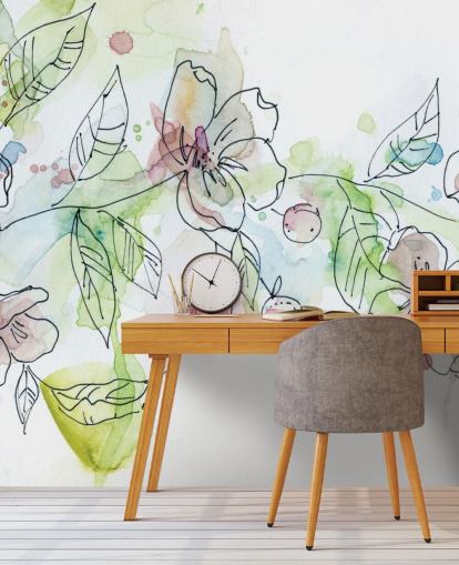 Wallpaper flor de maçã pintada Wallpaper flor de maçã pintada