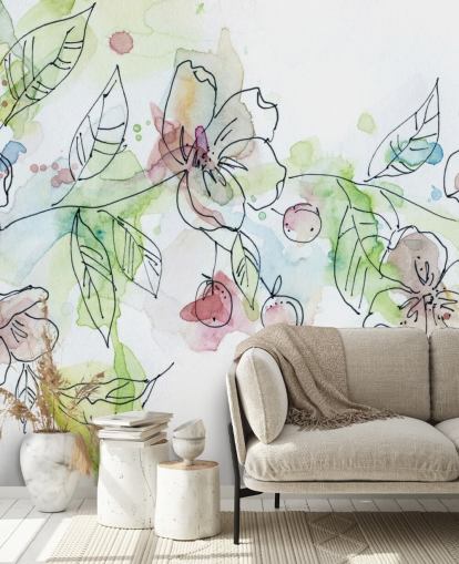 Wallpaper flor de maçã pintada Wallpaper flor de maçã pintada