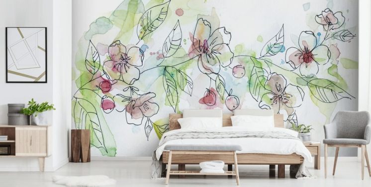 Wallpaper flor de maçã pintada