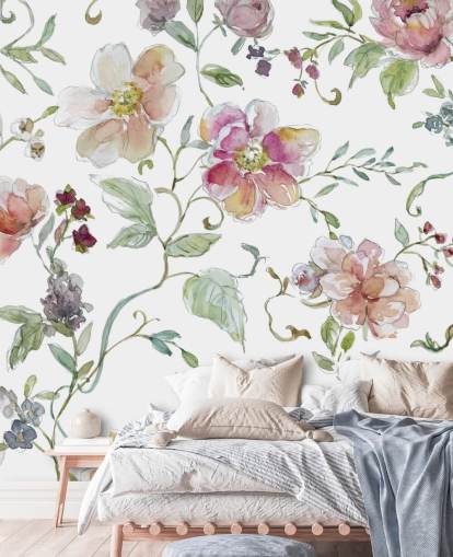 Papel de parede floral rosa Papel de parede floral rosa