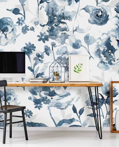 Indigo Garden Wallpaper Mural Indigo Garden Wallpaper Mural