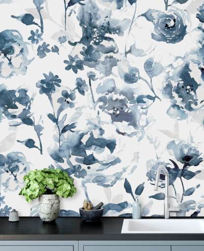 Indigo Garden Wallpaper Mural Indigo Garden Wallpaper Mural