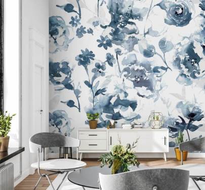 Indigo Hage Bakgrunn Mural