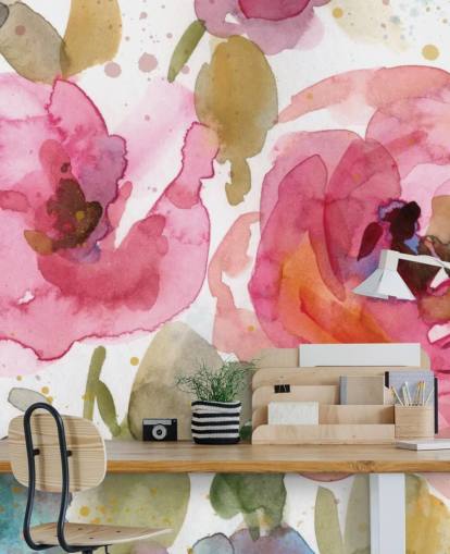 rosafarbenes Rosen-Tapetenbild namens Macro Garden von Carol Robinson für Wohn- und Schlafzimmer rosafarbenes Rosen-Tapetenbild namens Macro Garden von Carol Robinson für Wohn- und Schlafzimmer