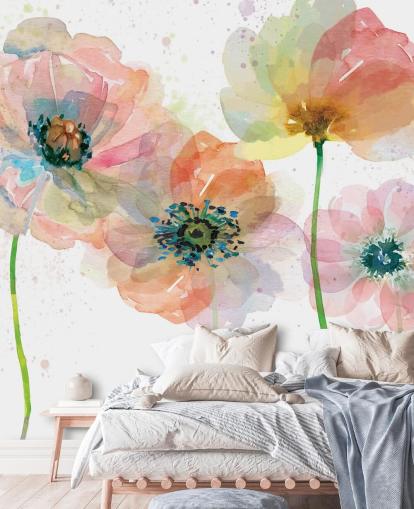 Pink Poppies Wallpaper Mural Pink Poppies Wallpaper Mural