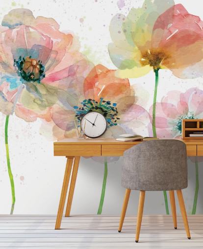 Papel de parede Pink Poppies Papel de parede Pink Poppies