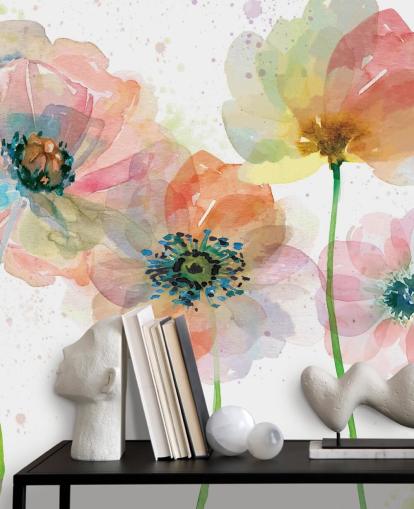 Pink Poppies Wallpaper Mural Pink Poppies Wallpaper Mural