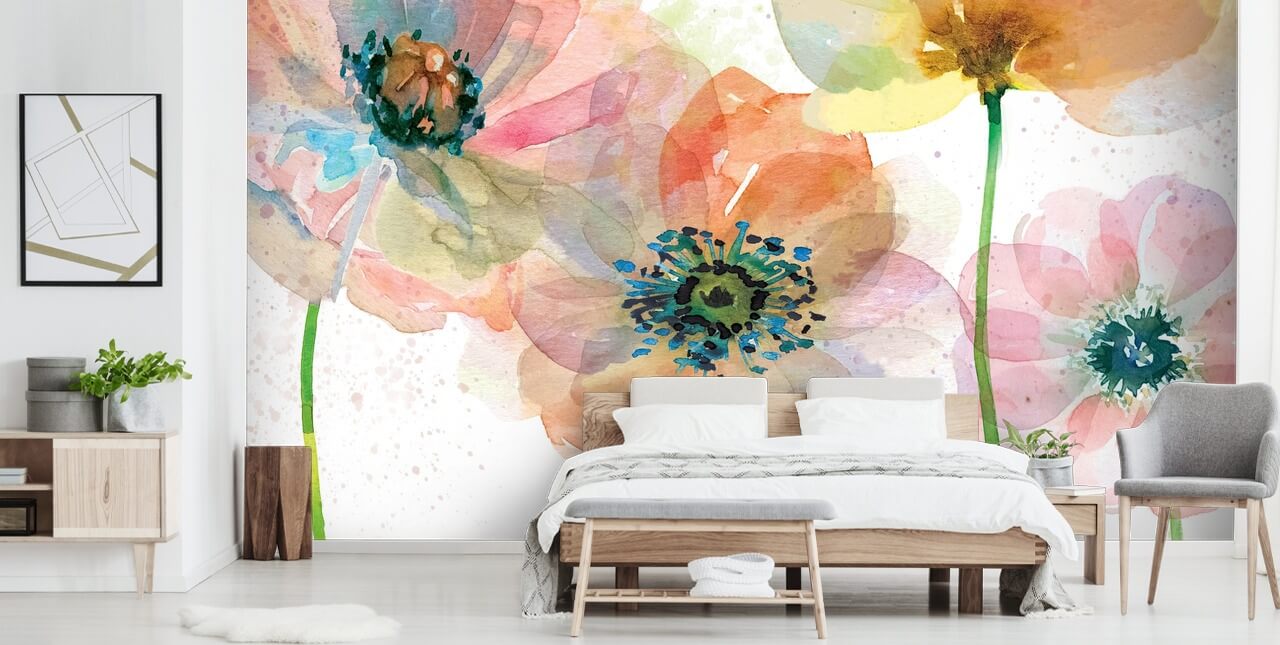 Pink Poppies Wallpaper Mural