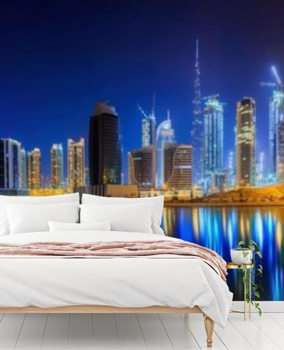 blå tonet dubai city tapet blå tonet dubai city tapet