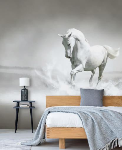 Black and White Horse on Beach Wallpaper Black and White Horse on Beach Wallpaper