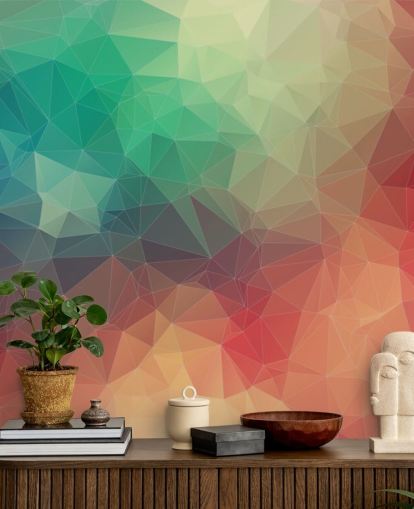 rainbow customisable geometric wallpaper called Abstract 2D Geometric for bedrooms and offices rainbow customisable geometric wallpaper called Abstract 2D Geometric for bedrooms and offices