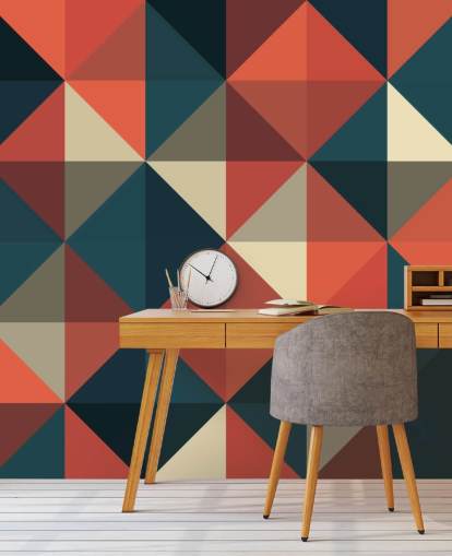 Blauw en rood Apex geometrisch behang Blauw en rood Apex geometrisch behang