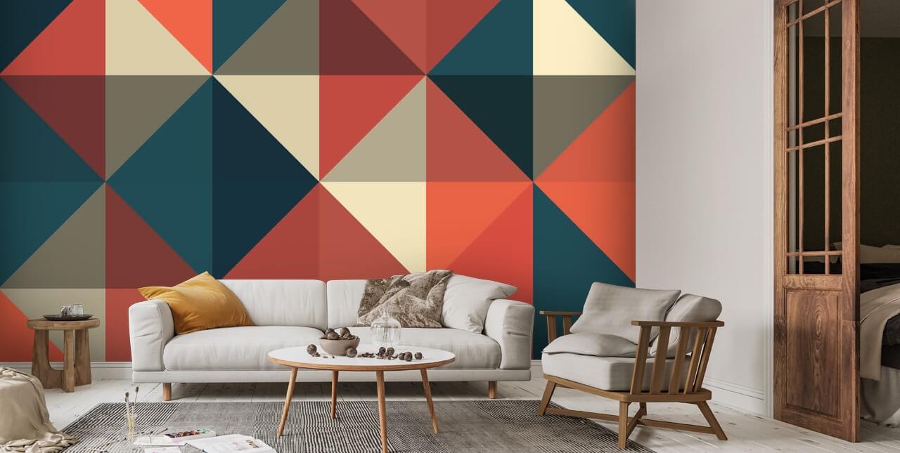 Retro Red and Blue Wallpaper | Wallsauce US