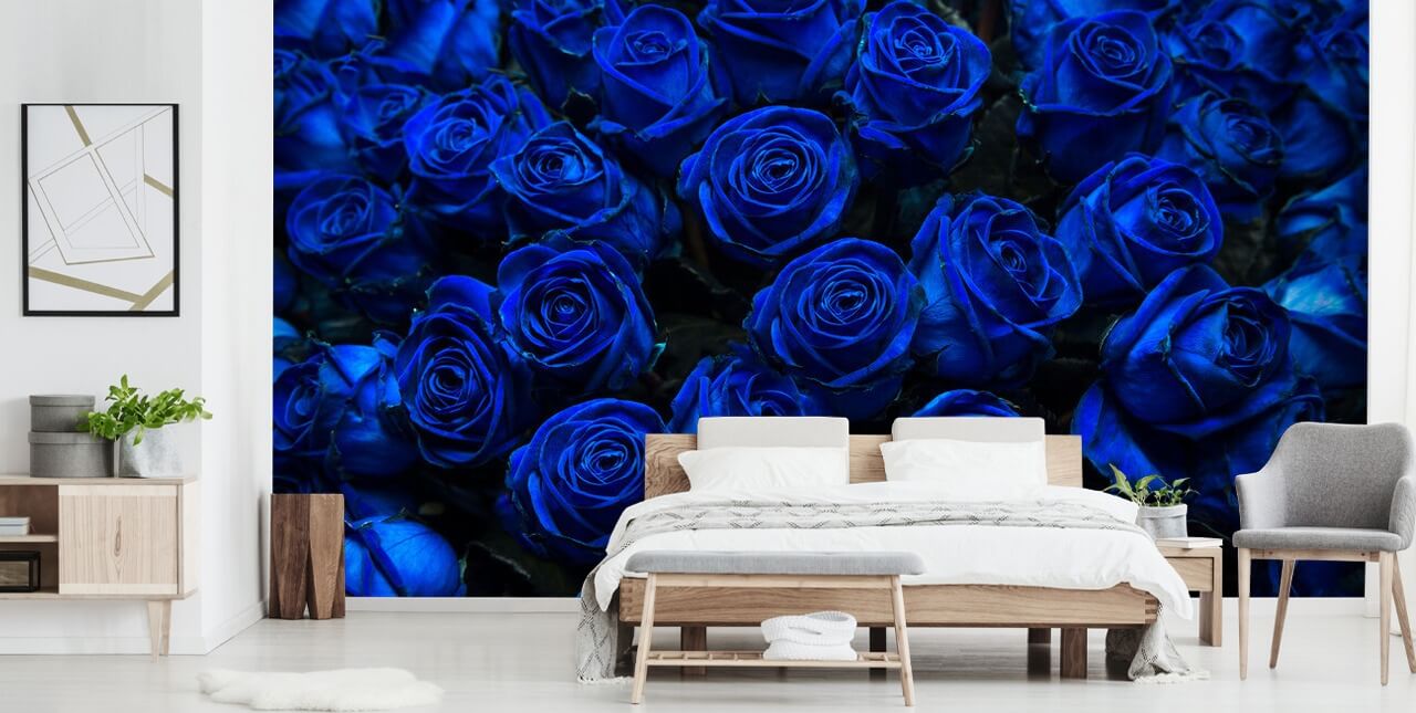 Papier Peint Roses Bleu Électrique