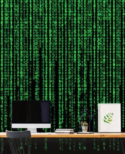 Carta da parati verde con codifica e numeri Carta da parati verde con codifica e numeri