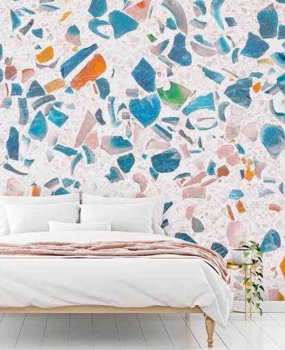 Blå og Orange Speckles på Hvid Baggrund Baggrund Blå og Orange Speckles på Hvid Baggrund Baggrund